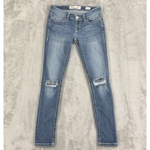 BKE Jeans Womens 27R Stella Skinny Grunge Distressed Whiskered Stretch Western